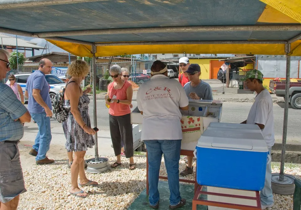 Doubles stand with people